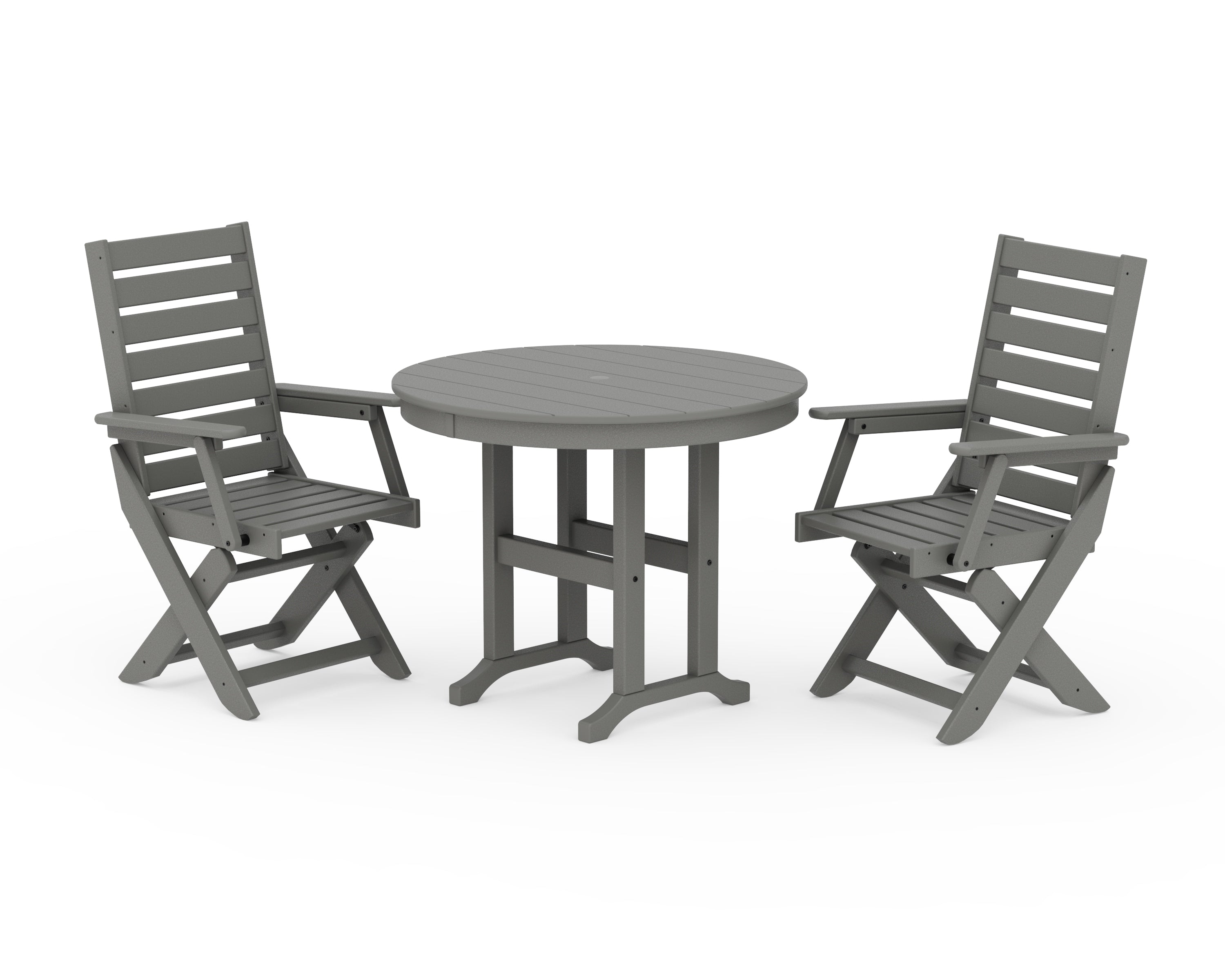Captain Folding Chair 3-Piece Round Dining Set