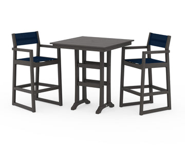 EDGE Sling Arm Chair 3-Piece Farmhouse Bar Set with Trestle Legs