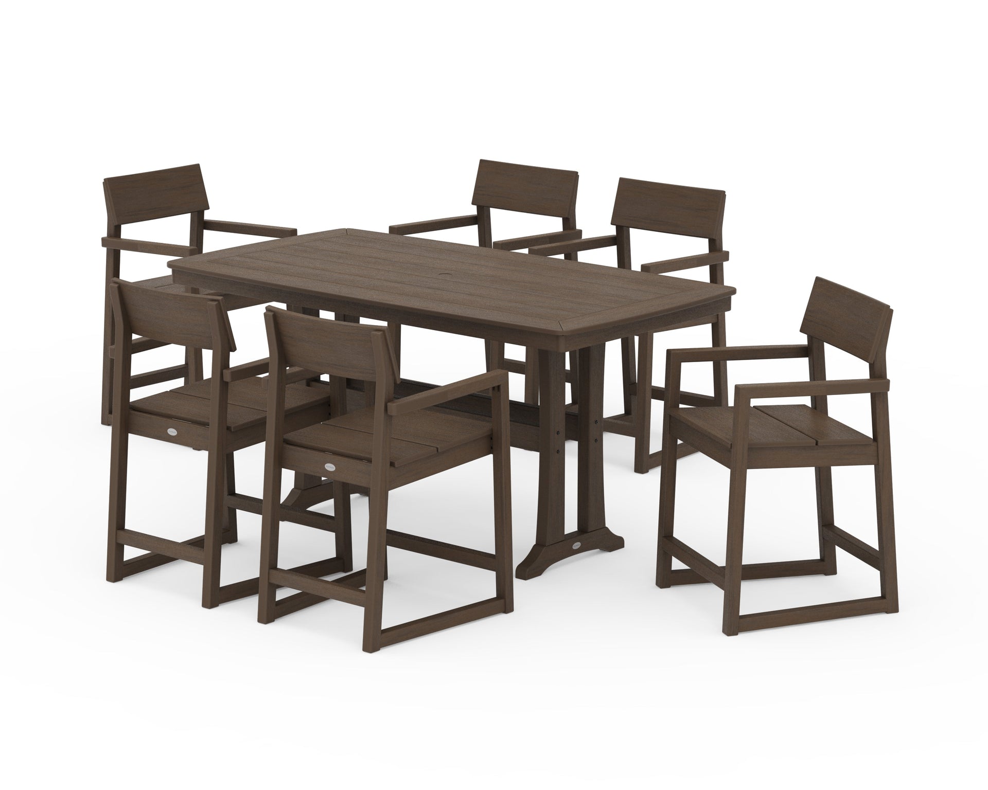 EDGE Arm Chair 7-Piece Counter Set with Trestle Legs