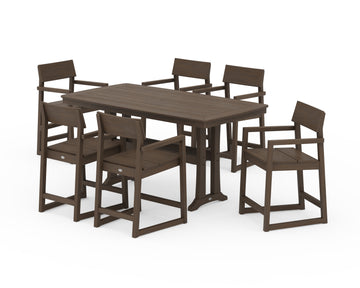 EDGE Arm Chair 7-Piece Counter Set with Trestle Legs
