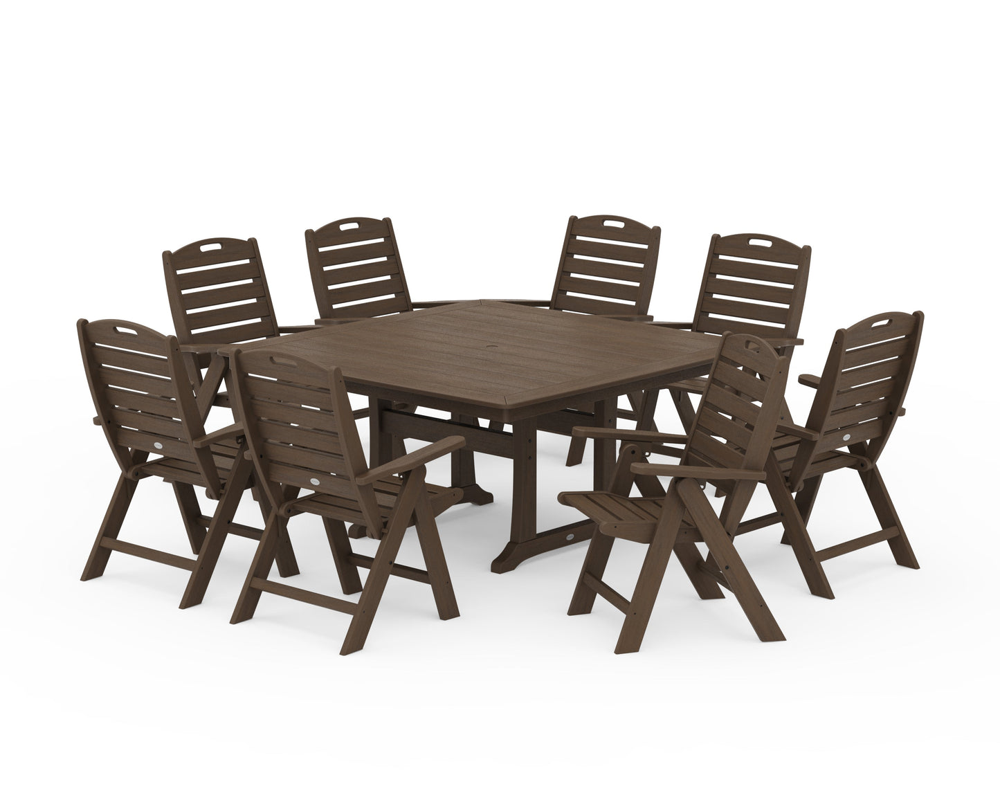 Nautical Highback 9-Piece Square Dining Set with Trestle Legs