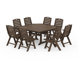 Nautical Highback 9-Piece Square Dining Set with Trestle Legs