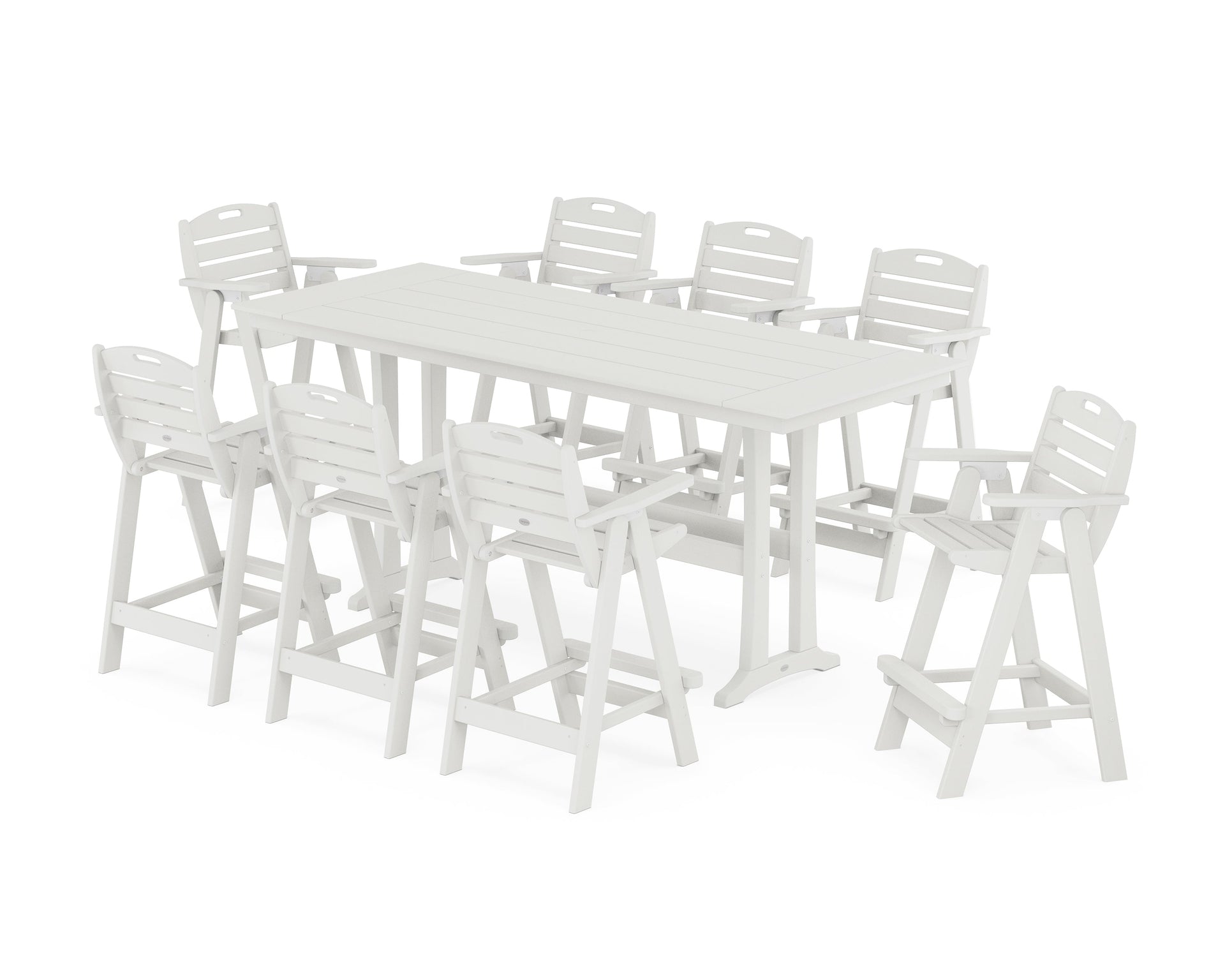 Nautical 9-Piece Farmhouse Bar Set with Trestle Legs