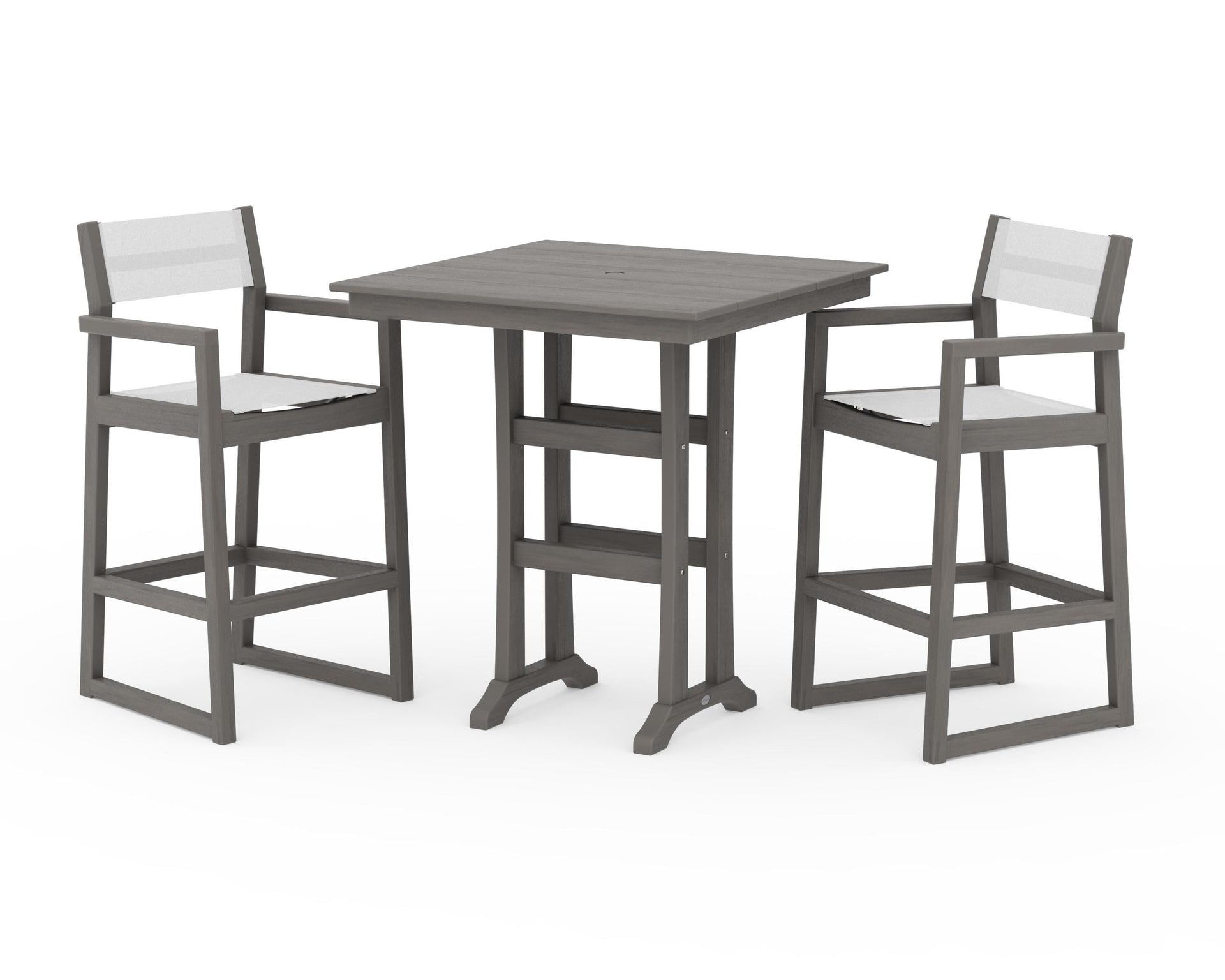 EDGE Sling Arm Chair 3-Piece Farmhouse Bar Set with Trestle Legs