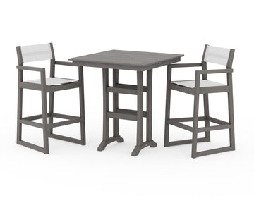 EDGE Sling Arm Chair 3-Piece Farmhouse Bar Set with Trestle Legs