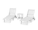 Vineyard 3-Piece Chaise with Wheels Set