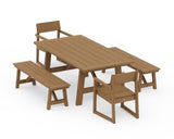 EDGE 5-Piece Rustic Farmhouse Dining Set With Benches