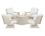 Vineyard 5-Piece Deep Seating Swivel Conversation Set with Fire Pit Table