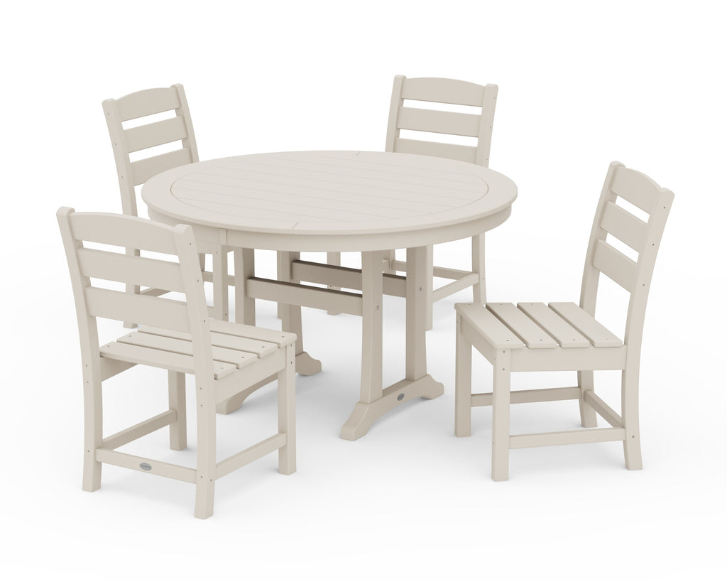 Lakeside Side Chair 5-Piece Round Dining Set With Trestle Legs