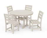 Lakeside Side Chair 5-Piece Round Dining Set With Trestle Legs