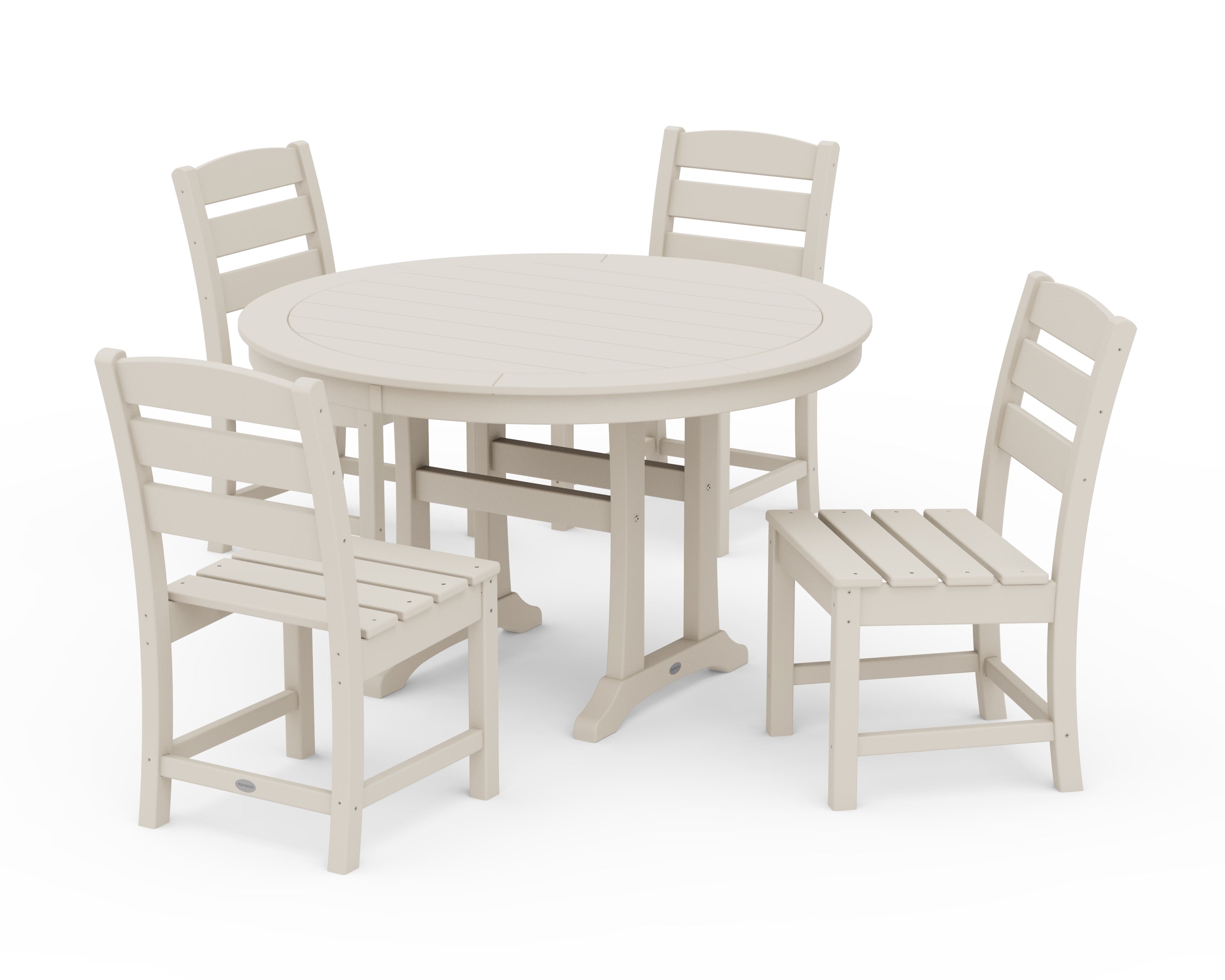 Lakeside Side Chair 5-Piece Round Dining Set With Trestle Legs