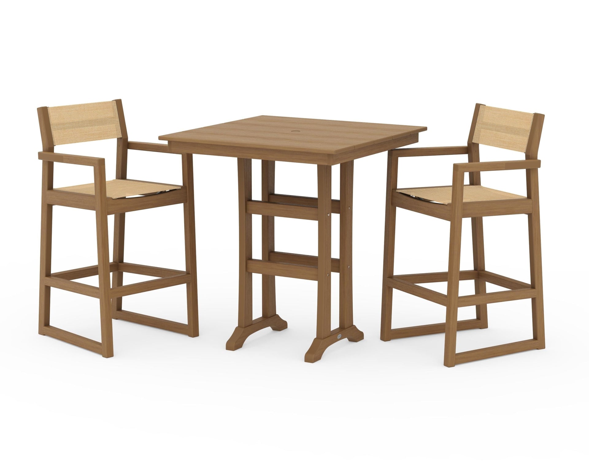 EDGE Sling Arm Chair 3-Piece Farmhouse Bar Set with Trestle Legs