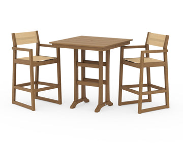 EDGE Sling Arm Chair 3-Piece Farmhouse Bar Set with Trestle Legs