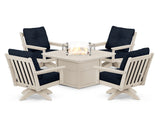 Vineyard 5-Piece Deep Seating Swivel Conversation Set with Fire Pit Table