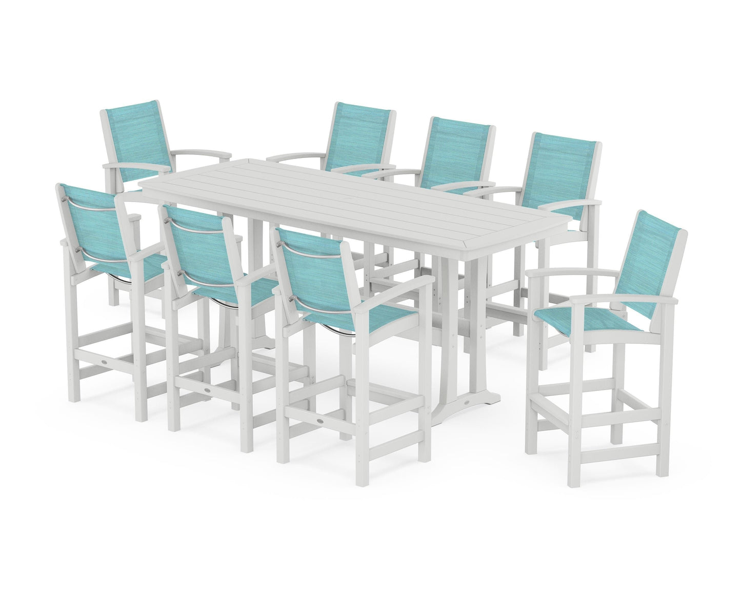 Coastal 9-Piece Bar Set with Trestle Legs