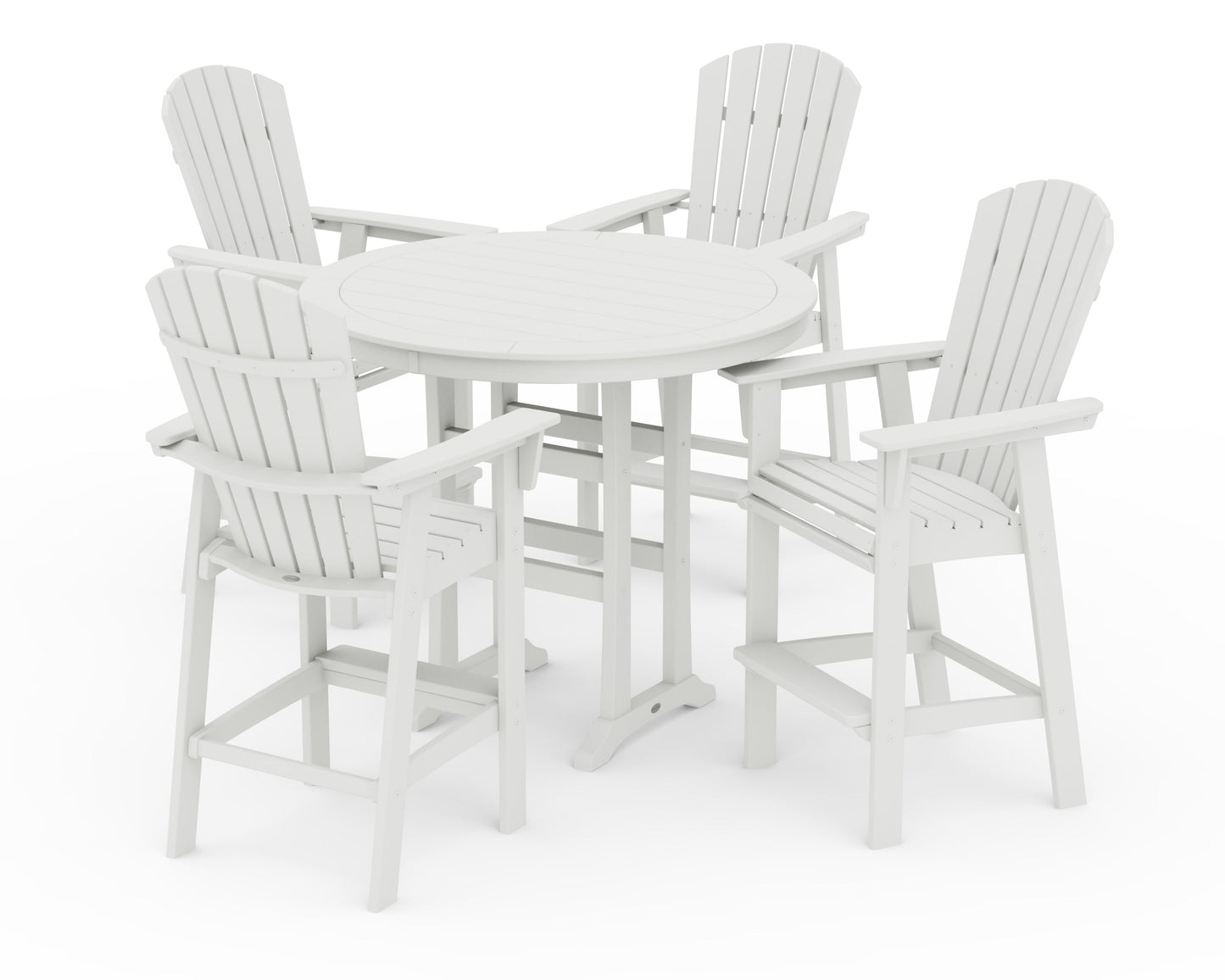 Nautical Curveback Adirondack 5-Piece Round Trestle Bar Set