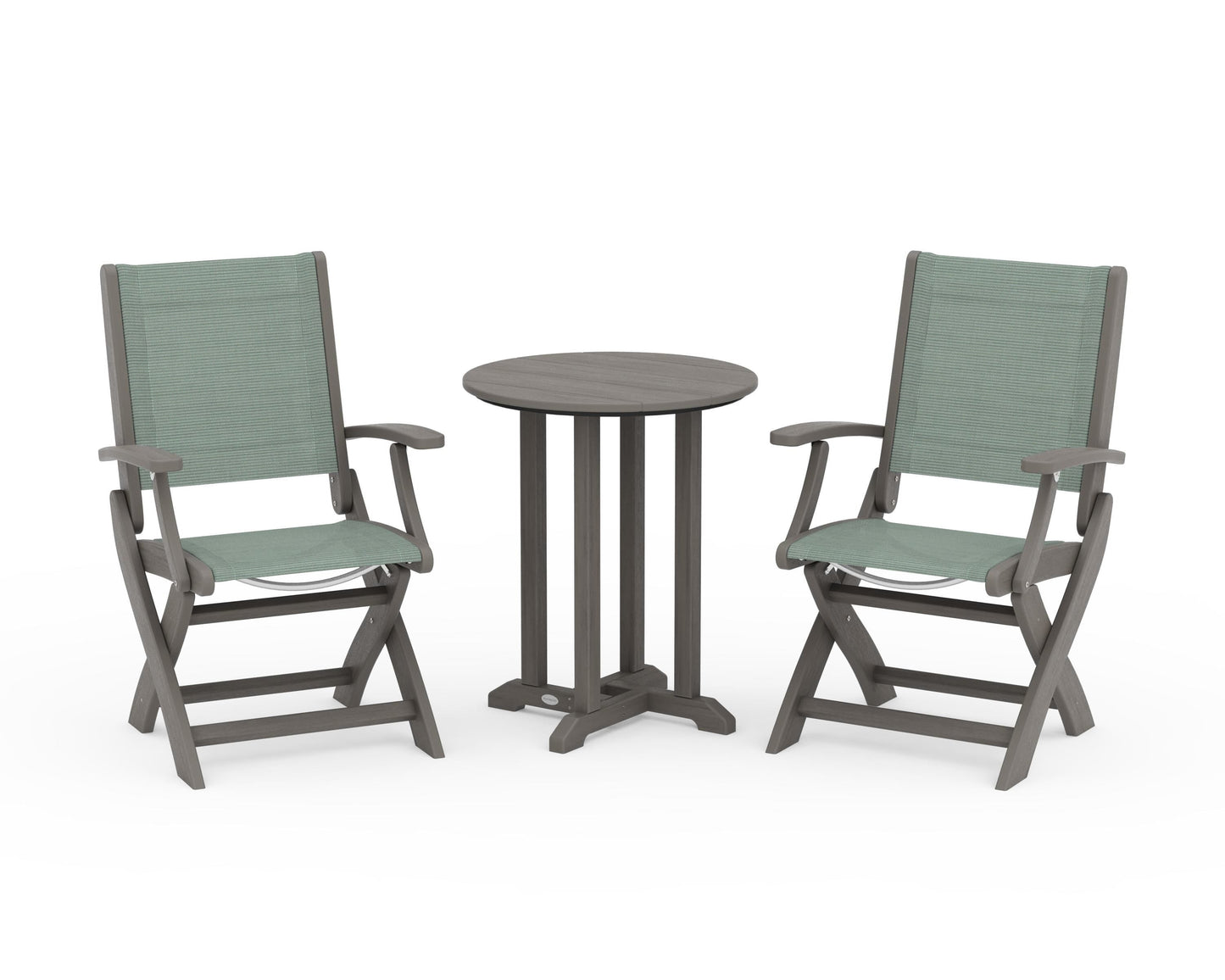 Coastal Folding 3-Piece Round Bistro Dining Set