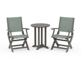 Coastal Folding 3-Piece Round Bistro Dining Set