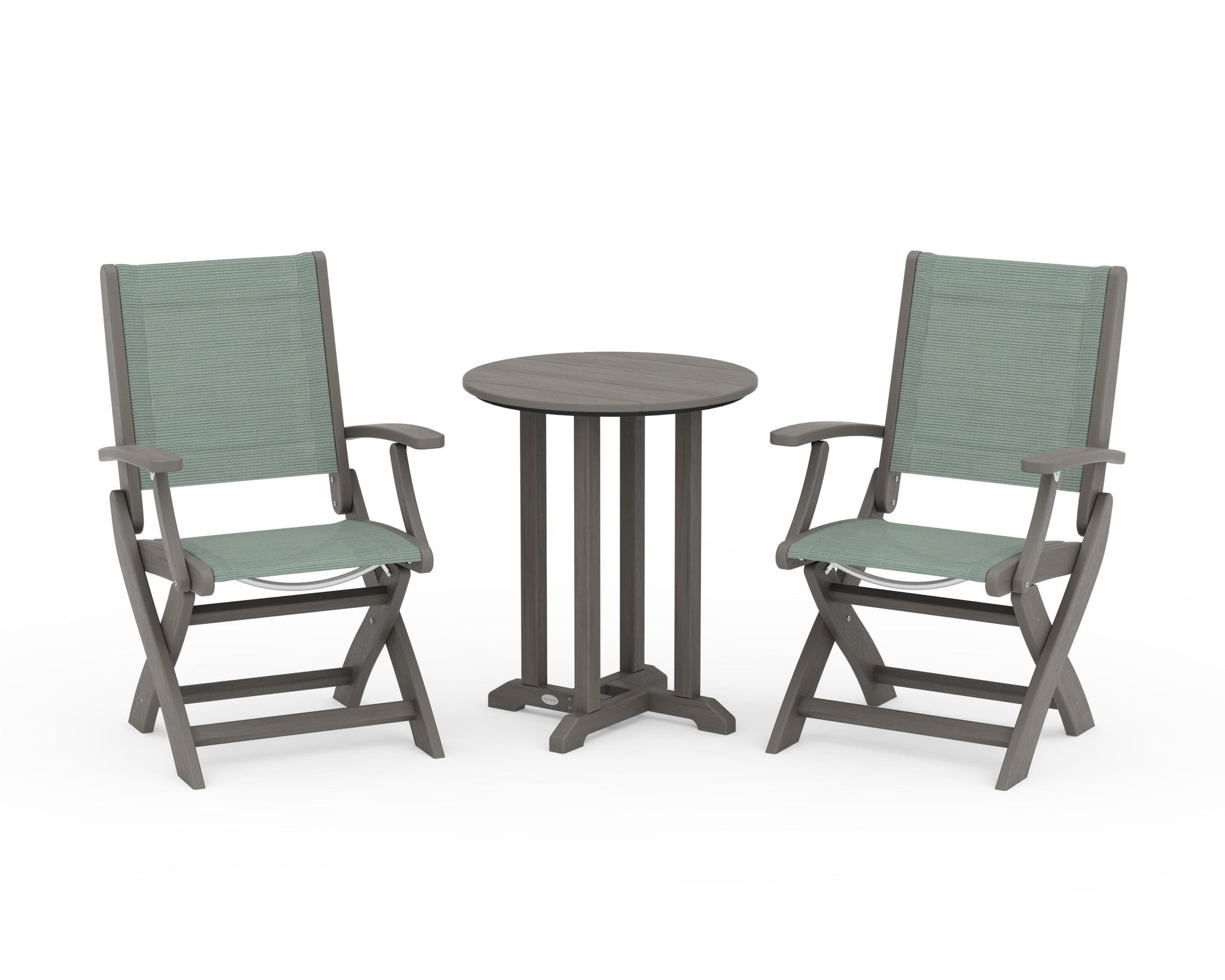 Coastal Folding 3-Piece Round Bistro Dining Set
