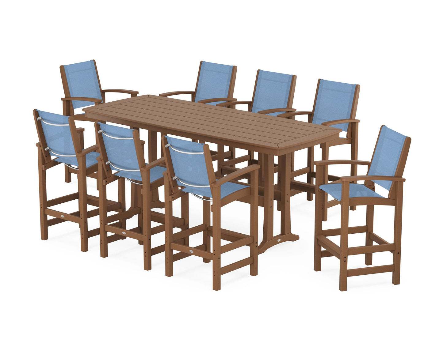 Coastal 9-Piece Bar Set with Trestle Legs