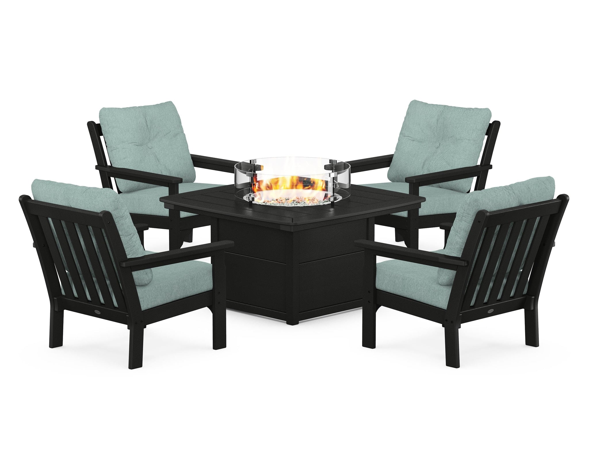 Vineyard 5-Piece Conversation Set with Fire Pit Table
