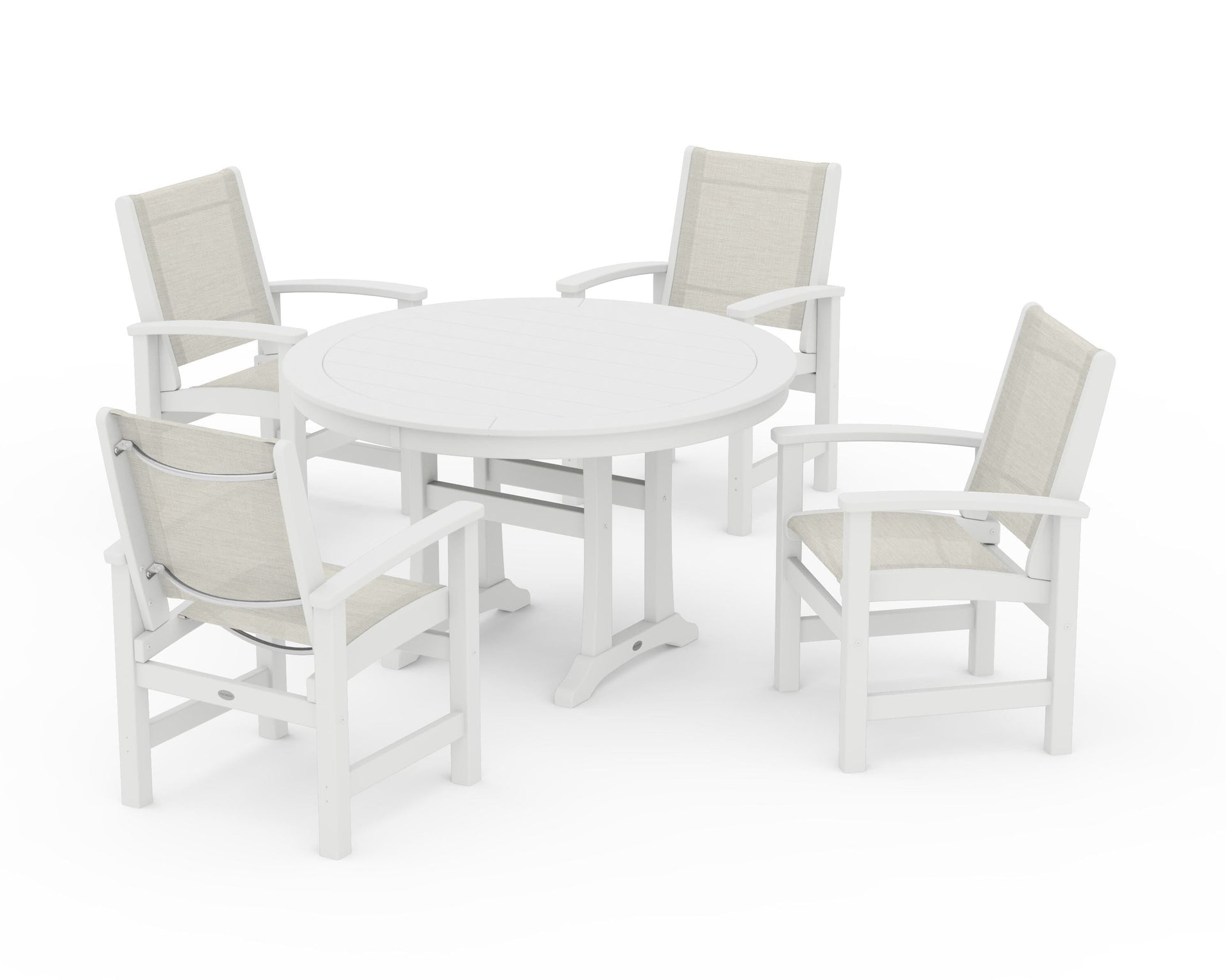 Coastal 5-Piece Round Dining Set with Trestle Legs