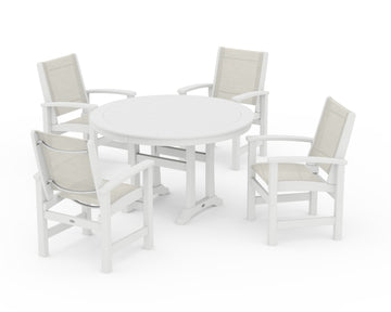 Coastal 5-Piece Round Dining Set with Trestle Legs