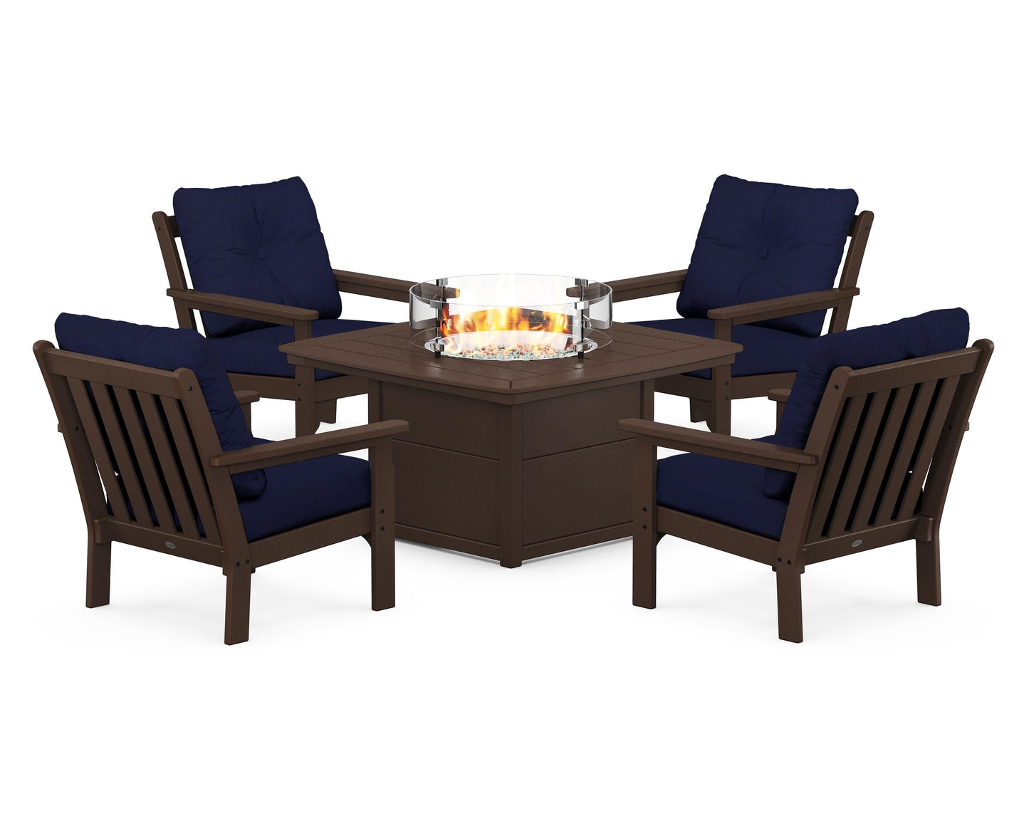Vineyard 5-Piece Conversation Set with Fire Pit Table