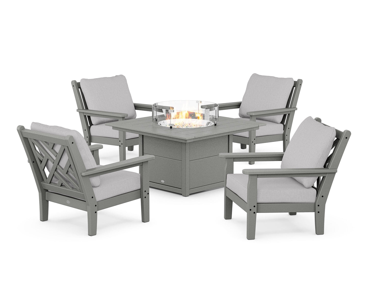 Chippendale 5-Piece Deep Seating Set with Fire Pit Table