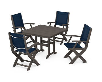 Coastal Folding Chair 5-Piece Farmhouse Dining Set