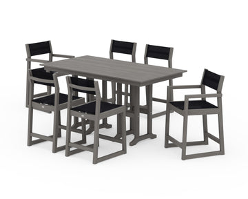 EDGE Sling 7-Piece Farmhouse Counter Set with Trestle Legs