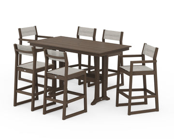 EDGE Sling 7-Piece Farmhouse Bar Set with Trestle Legs