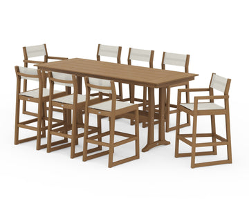 EDGE Sling 9-Piece Farmhouse Bar Set with Trestle Legs