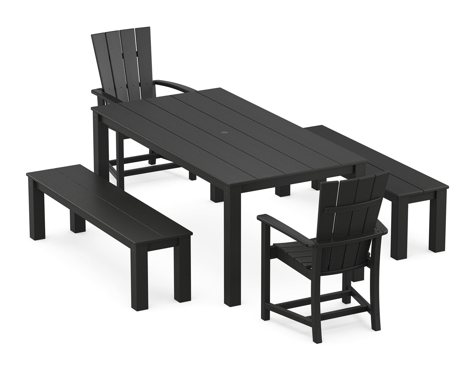 Quattro 5-Piece Parsons Dining Set with Benches