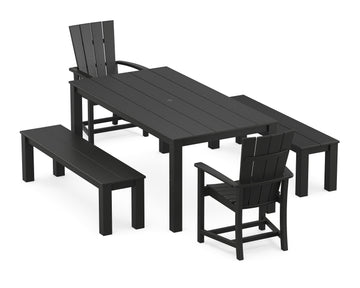 Quattro 5-Piece Parsons Dining Set with Benches