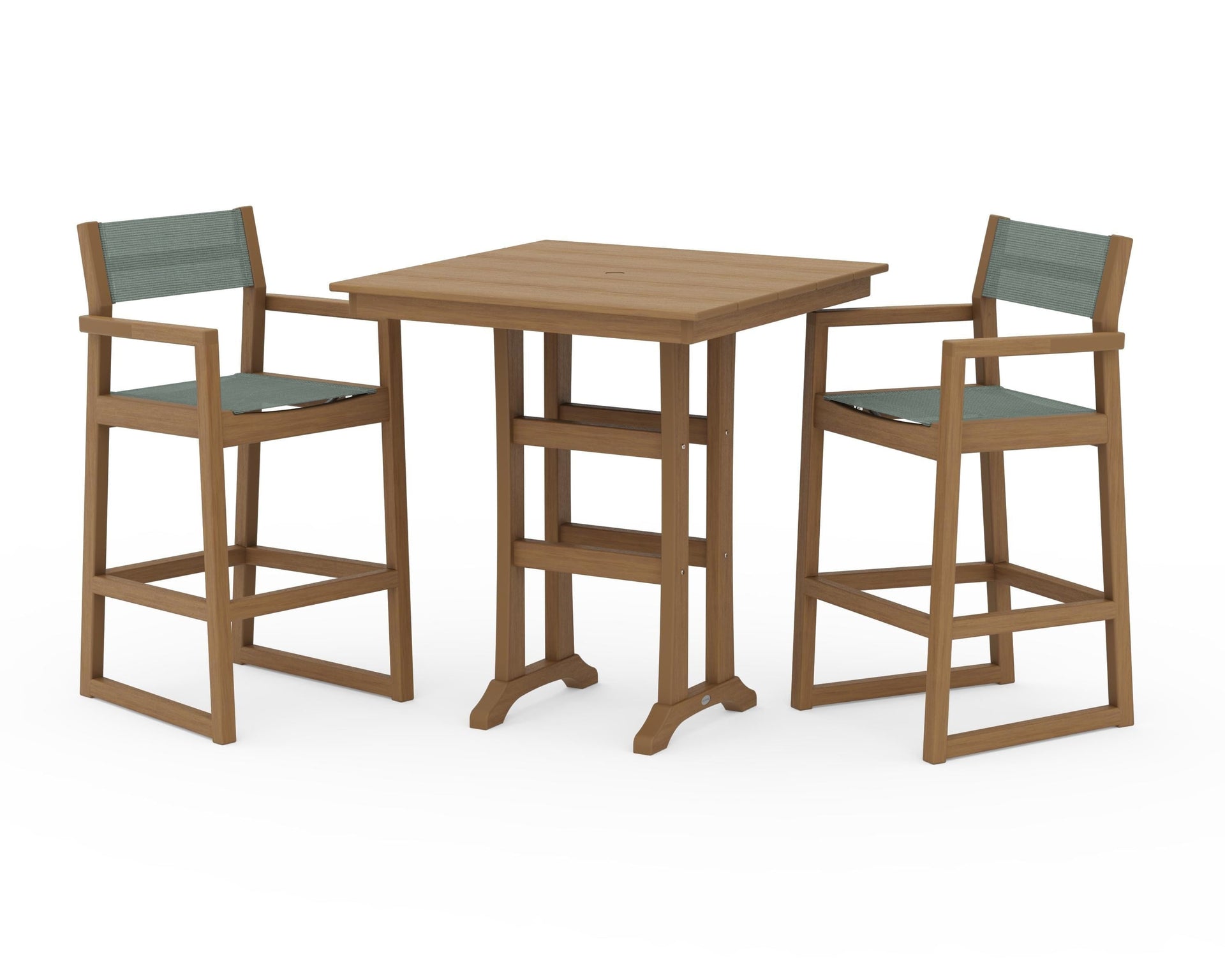 EDGE Sling Arm Chair 3-Piece Farmhouse Bar Set with Trestle Legs