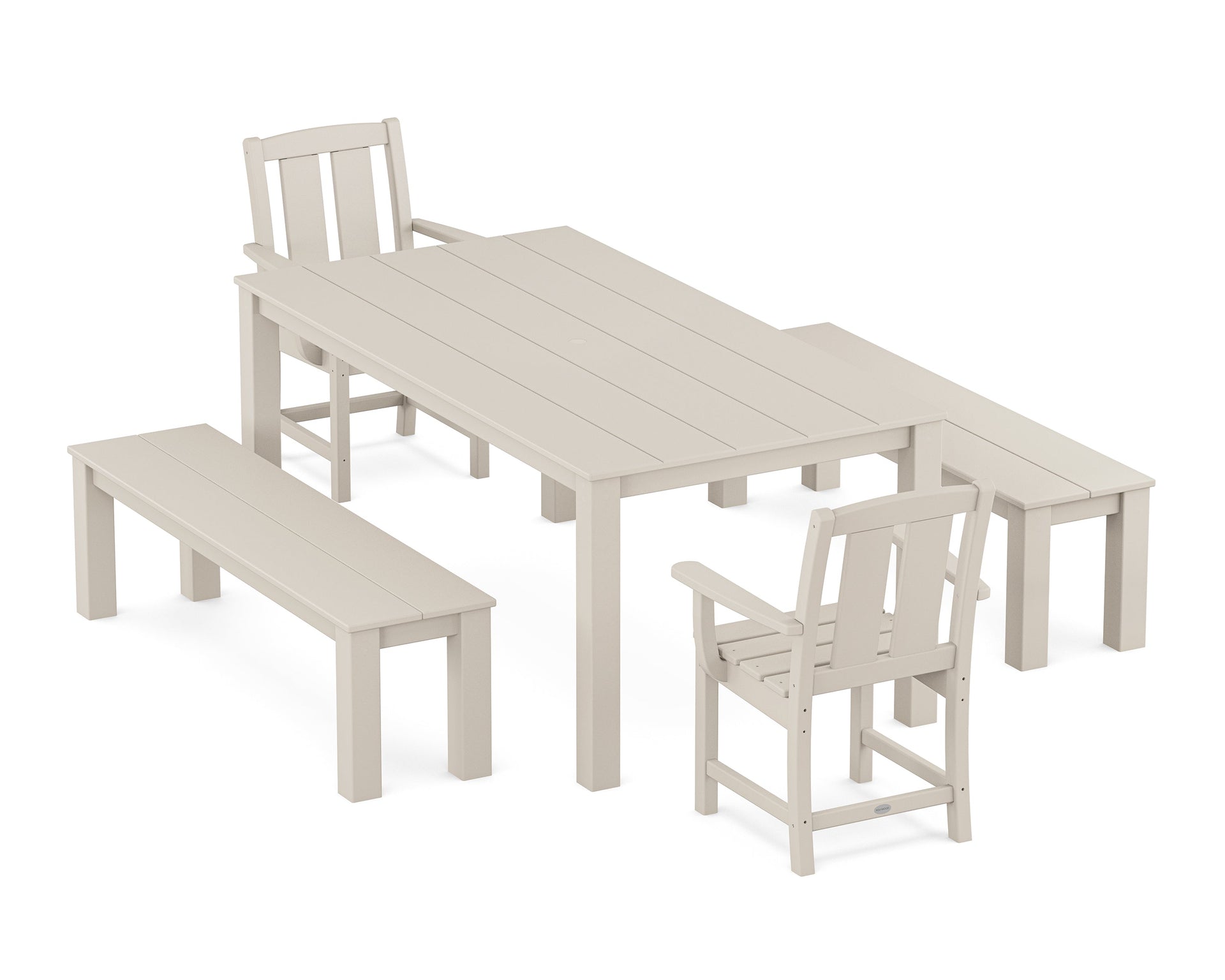 Mission 5-Piece Parsons Dining Set with Benches