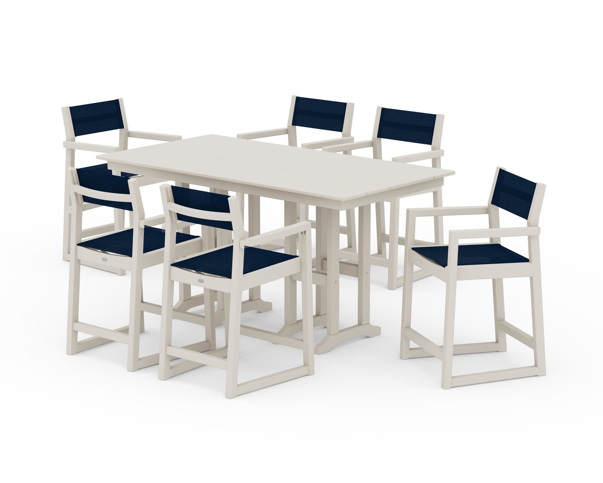 EDGE Sling Arm Chair 7-Piece Farmhouse Counter Set
