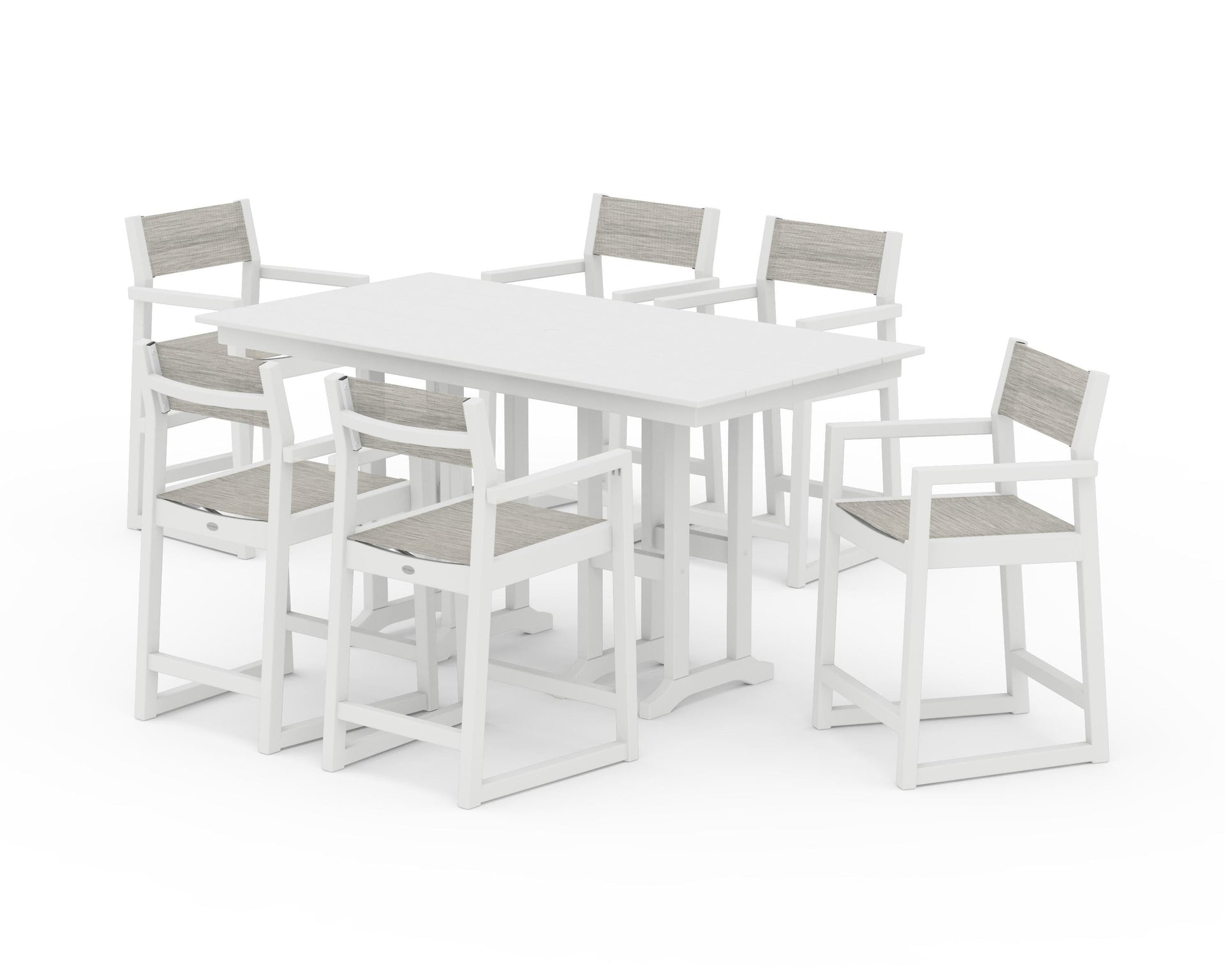 EDGE Sling Arm Chair 7-Piece Farmhouse Counter Set