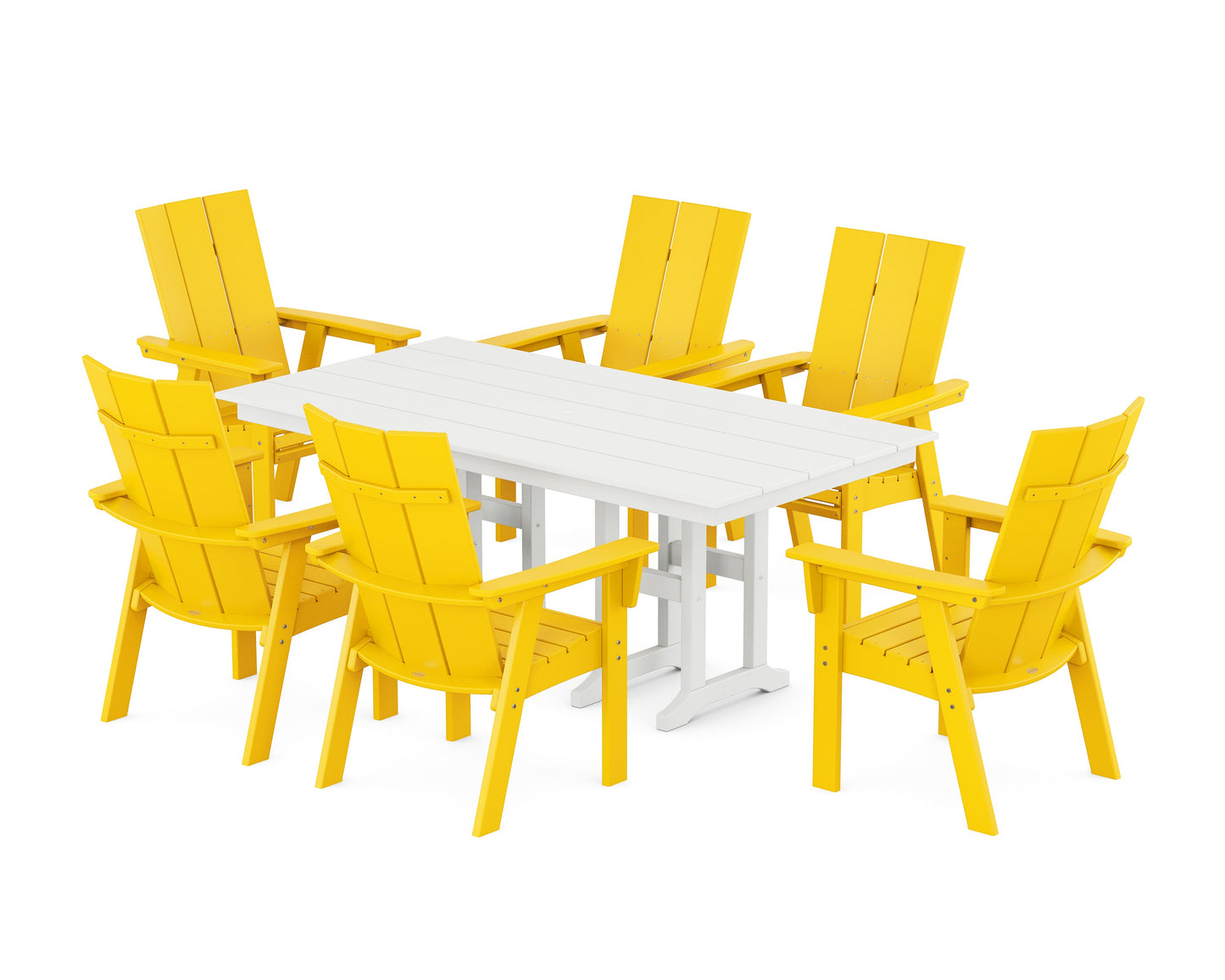 Modern Curveback Adirondack 7-Piece Farmhouse Dining Set