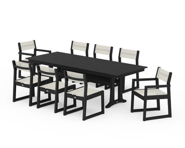 EDGE Sling 9-Piece Farmhouse Trestle Dining Set
