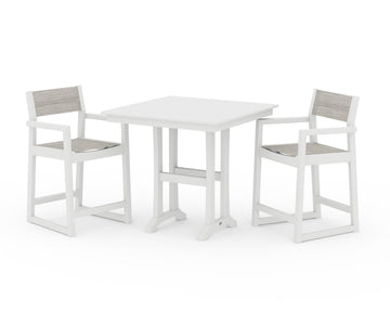 EDGE Sling Arm Chair 3-Piece Farmhouse Counter Set with Trestle Legs