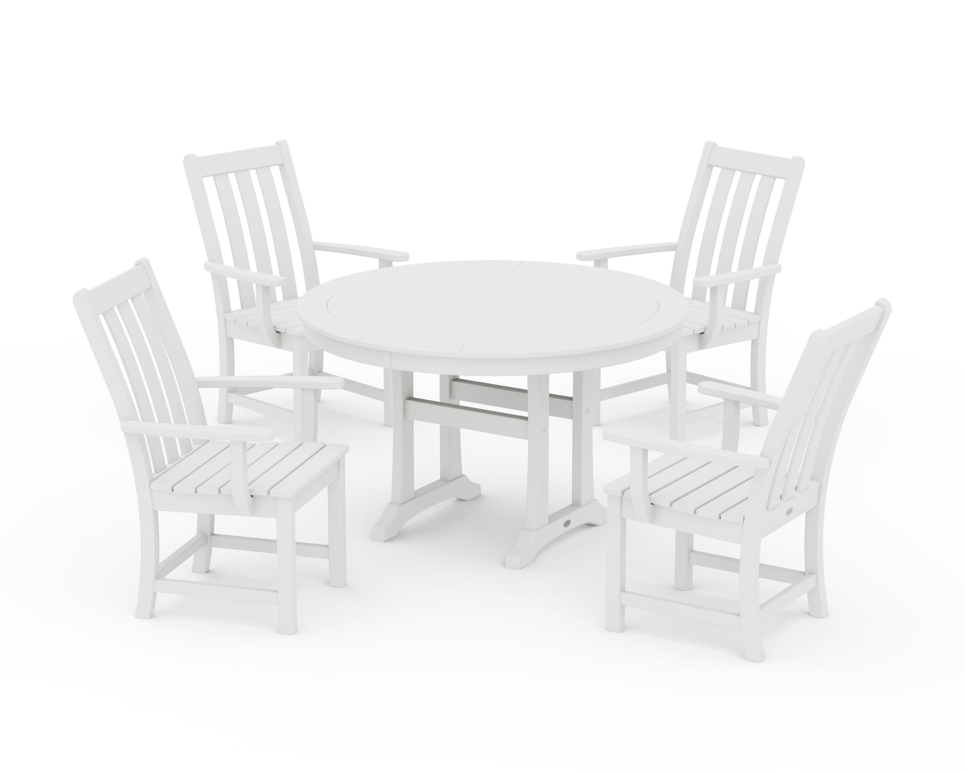 Vineyard 5-Piece Round Dining Set with Trestle Legs