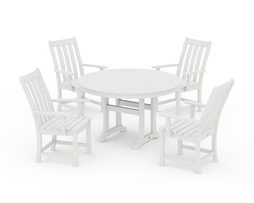 Vineyard 5-Piece Round Dining Set with Trestle Legs