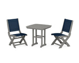 Coastal Folding Side Chair 3-Piece Dining Set