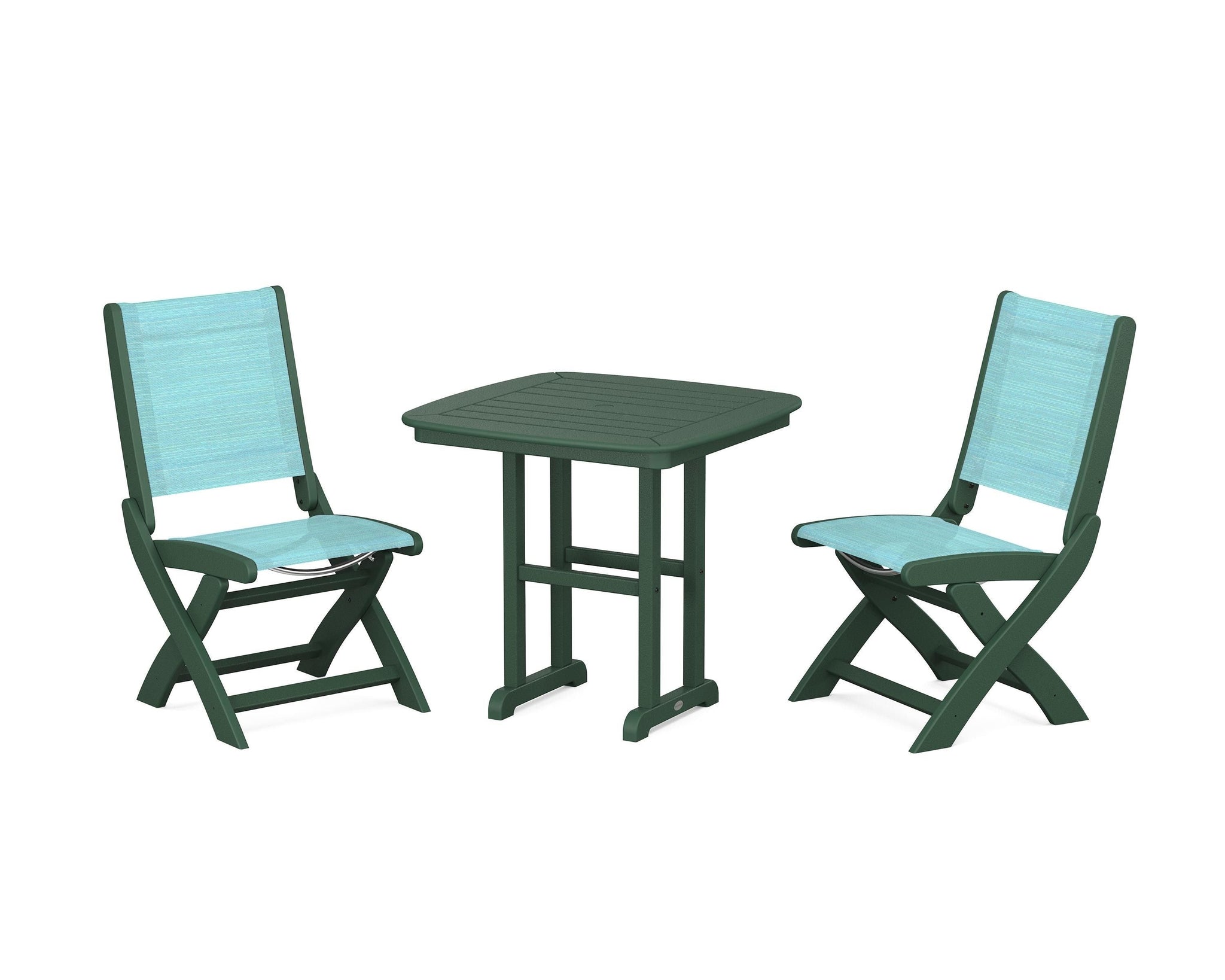 Coastal Folding Side Chair 3-Piece Dining Set