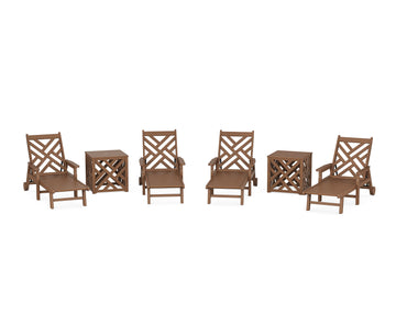 Chippendale 6-Piece Chaise Set with Umbrella Stand Accent Table