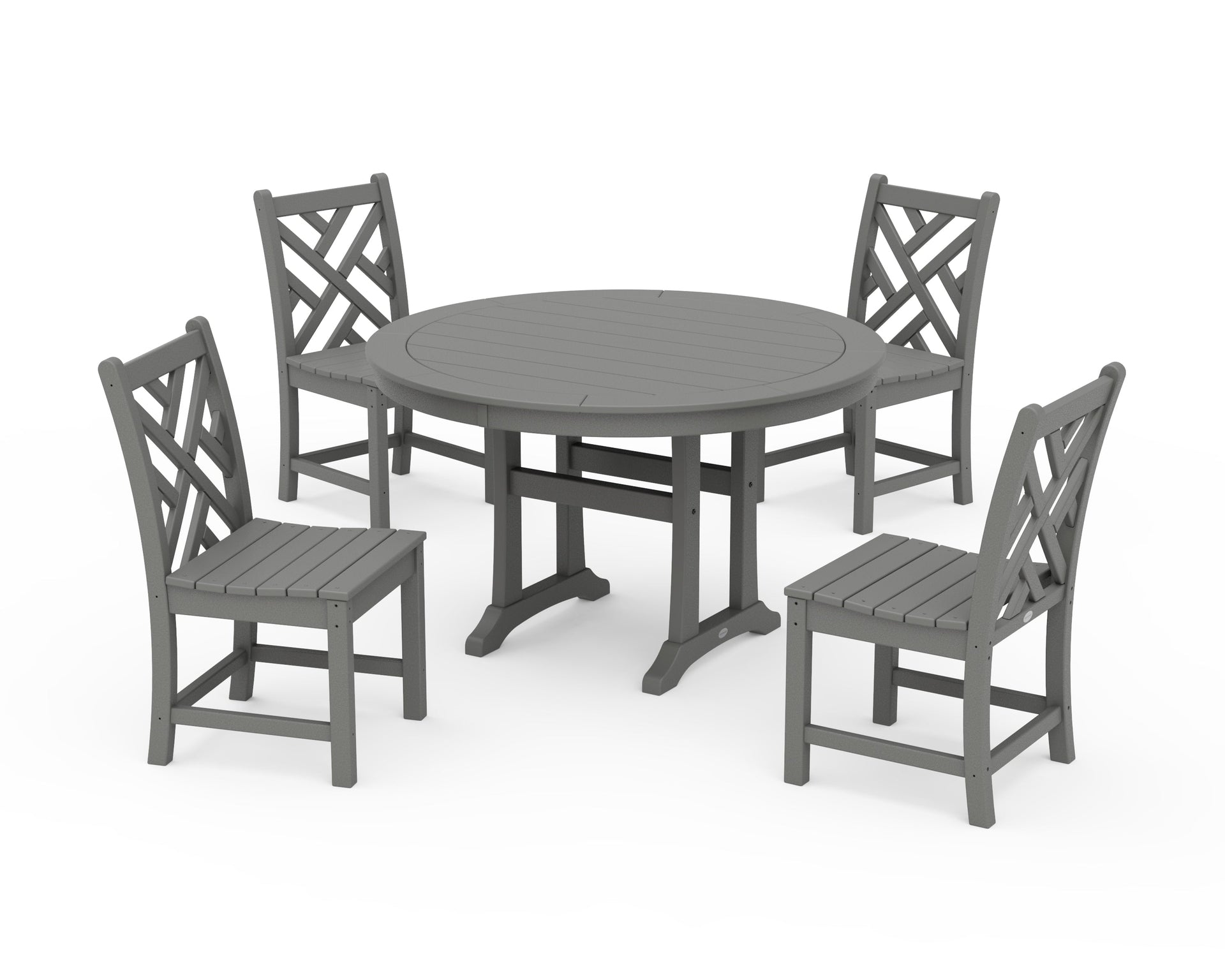 Chippendale Side Chair 5-Piece Round Dining Set With Trestle Legs