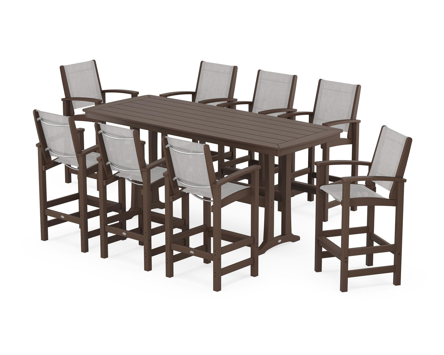 Coastal 9-Piece Bar Set with Trestle Legs
