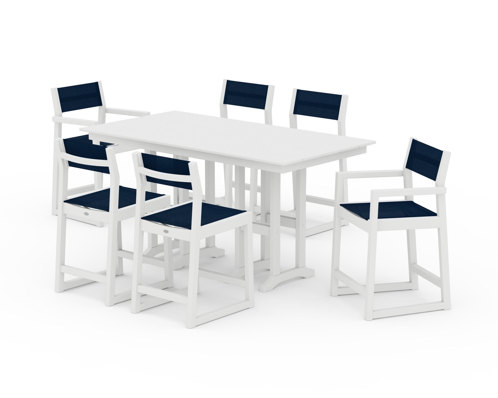 EDGE Sling 7-Piece Farmhouse Counter Set with Trestle Legs